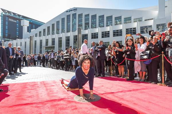 Dame Shirley Bassey unveiling her handprints outside The SSE Arena, Wembley at Wembley Park