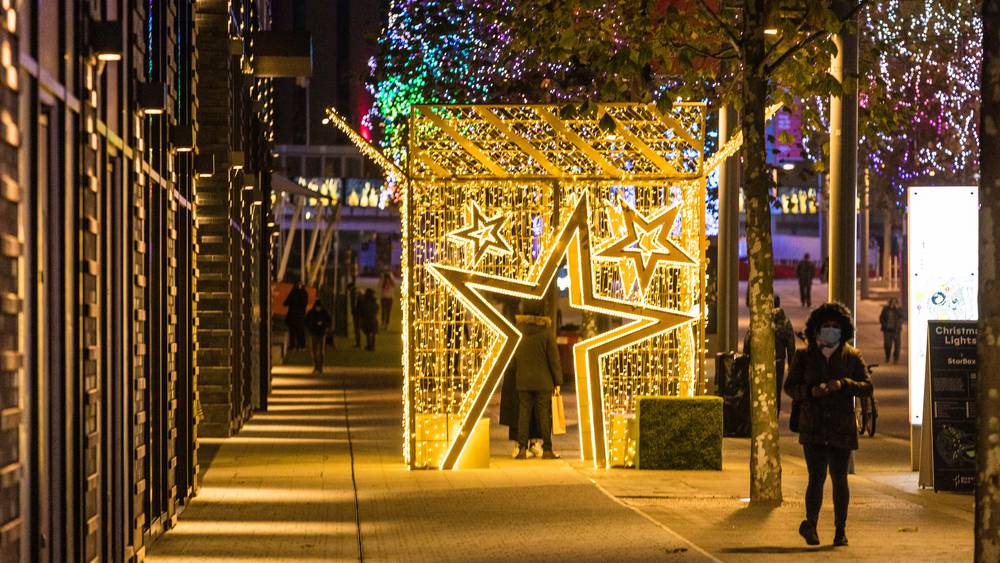 Christmas Lights 2020, StarBox on Wembley Park Boulevard for Wembley Park