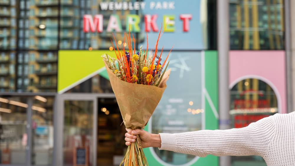 Dried flowers from Wembley Park Market in Wembley Park