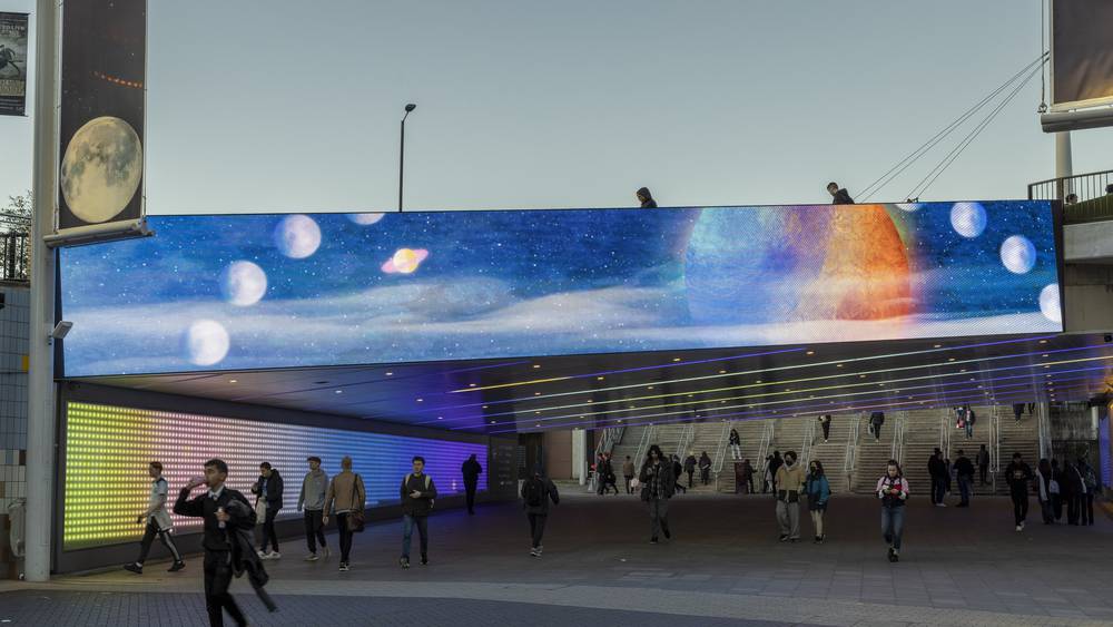 Guiding Lights Bridge by Sian Bliss, a new commission as part of Winter's Wander and the free Wembley Park Art Trail