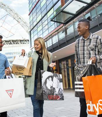 London Designer Outlet Shoppers Walking in Wembley Park