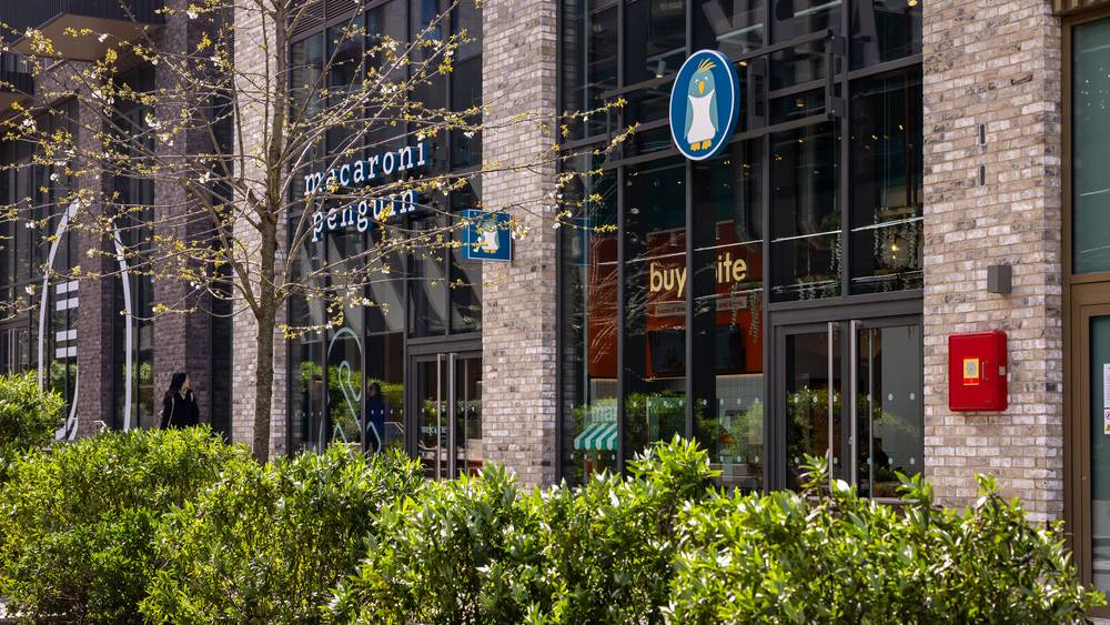 Exterior of Macaroni Penguin soft play and café on Wellers Way, Wembley Park