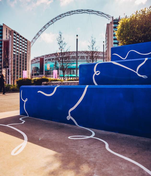 Landscapes of Women by Laxmi Hussain as part of the 'Figures of Change' Wembley Park Art Trail in Wembley Park