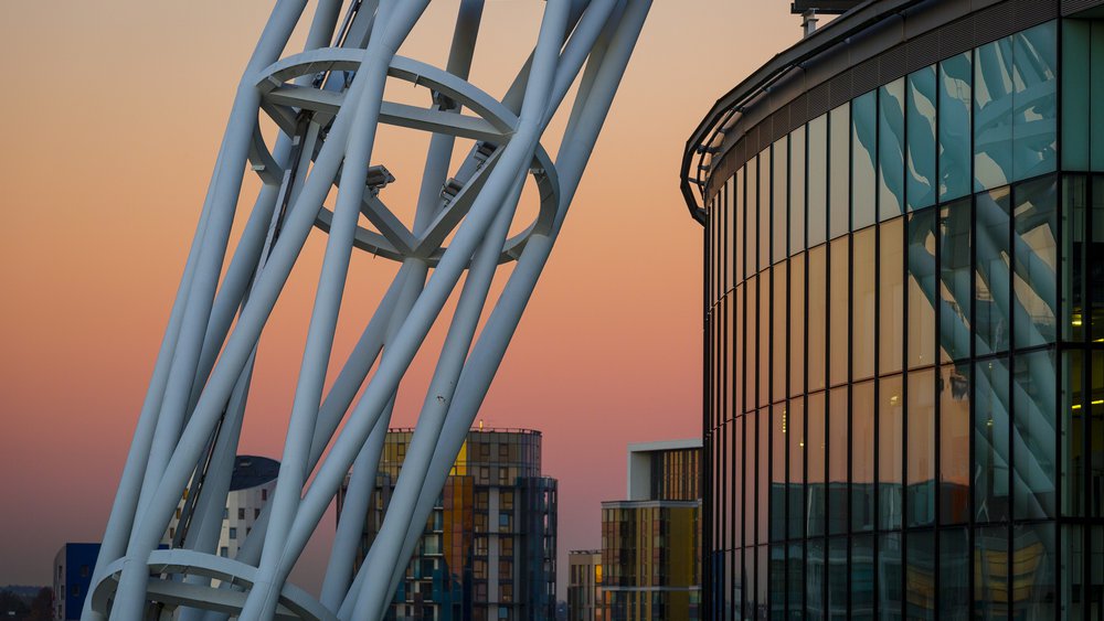 Wembley Stadium Arch at Sunset in Wembley Park