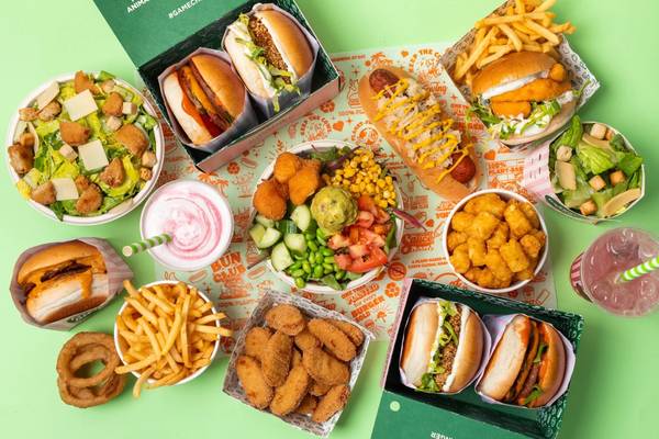 A plant-based vegan Neat Burger with melted cheese and lettuce at Boxpark Wembley.